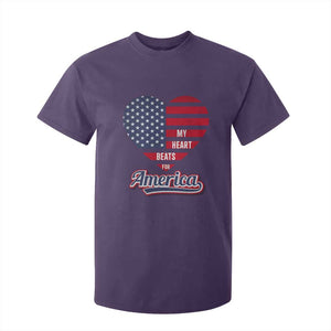 Patriotic T Shirt For Kid My Heart Beats For America Valentine's Day TS09 Purple Print Your Wear