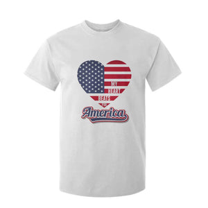 Patriotic T Shirt For Kid My Heart Beats For America Valentine's Day TS09 White Print Your Wear