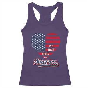 Patriotic Racerback Tank Top My Heart Beats For America Valentine's Day TS09 Purple Print Your Wear