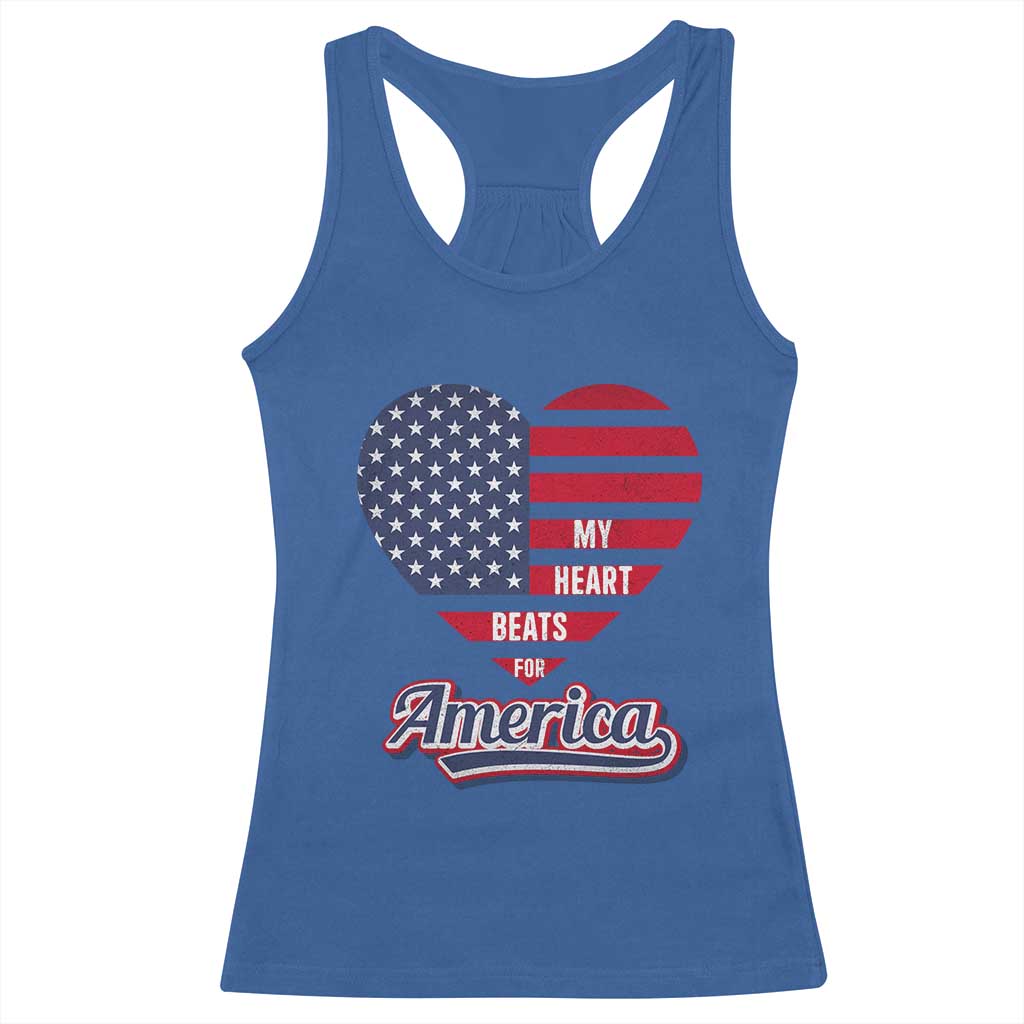 Patriotic Racerback Tank Top My Heart Beats For America Valentine's Day TS09 Royal Blue Print Your Wear