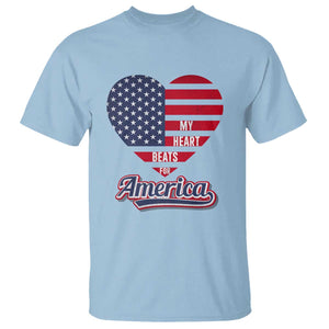 Patriotic T Shirt My Heart Beats For America Valentine's Day TS09 Light Blue Print Your Wear