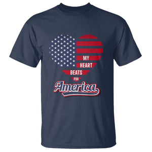 Patriotic T Shirt My Heart Beats For America Valentine's Day TS09 Navy Print Your Wear