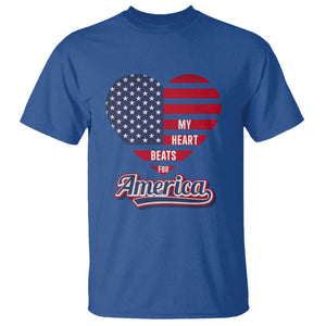 Patriotic T Shirt My Heart Beats For America Valentine's Day TS09 Royal Blue Print Your Wear