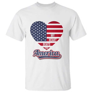 Patriotic T Shirt My Heart Beats For America Valentine's Day TS09 White Print Your Wear