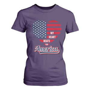 Patriotic T Shirt For Women My Heart Beats For America Valentine's Day TS09 Purple Print Your Wear