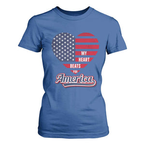 Patriotic T Shirt For Women My Heart Beats For America Valentine's Day TS09 Royal Blue Print Your Wear