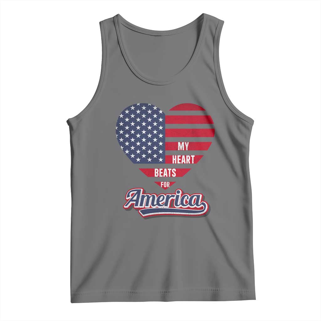 Patriotic Tank Top My Heart Beats For America Valentine's Day TS09 Black Heather Print Your Wear