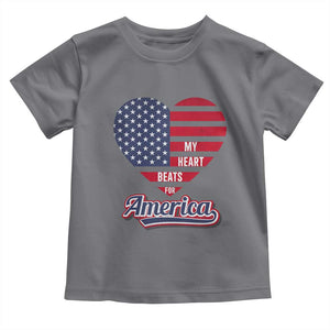 Patriotic Toddler T Shirt My Heart Beats For America Valentine's Day TS09 Charcoal Print Your Wear