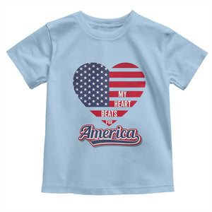 Patriotic Toddler T Shirt My Heart Beats For America Valentine's Day TS09 Light Blue Print Your Wear