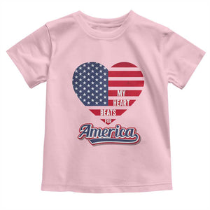 Patriotic Toddler T Shirt My Heart Beats For America Valentine's Day TS09 Light Pink Print Your Wear