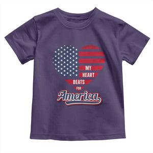 Patriotic Toddler T Shirt My Heart Beats For America Valentine's Day TS09 Purple Print Your Wear