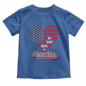 Patriotic Toddler T Shirt My Heart Beats For America Valentine's Day TS09 Royal Blue Print Your Wear