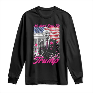 Funny Trump Lover Long Sleeve Shirt My Hear Beats For Trump Valentine's Day TS09 Black Print Your Wear