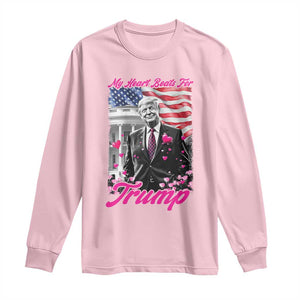 Funny Trump Lover Long Sleeve Shirt My Hear Beats For Trump Valentine's Day TS09 Light Pink Print Your Wear