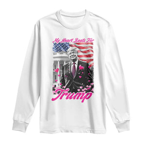 Funny Trump Lover Long Sleeve Shirt My Hear Beats For Trump Valentine's Day TS09 White Print Your Wear