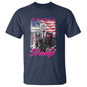 Funny Trump Lover T Shirt My Hear Beats For Trump Valentine's Day TS09 Navy Print Your Wear