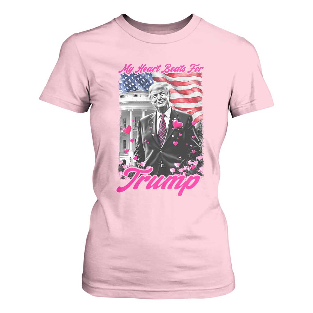 Funny Trump Lover T Shirt For Women My Hear Beats For Trump Valentine's Day TS09 Light Pink Print Your Wear