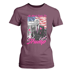 Funny Trump Lover T Shirt For Women My Hear Beats For Trump Valentine's Day TS09 Maroon Print Your Wear