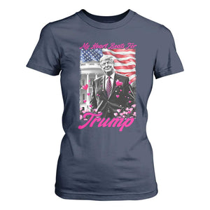 Funny Trump Lover T Shirt For Women My Hear Beats For Trump Valentine's Day TS09 Navy Print Your Wear