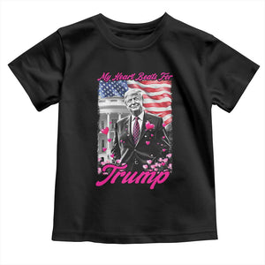 Funny Trump Lover Toddler T Shirt My Hear Beats For Trump Valentine's Day TS09 Black Print Your Wear