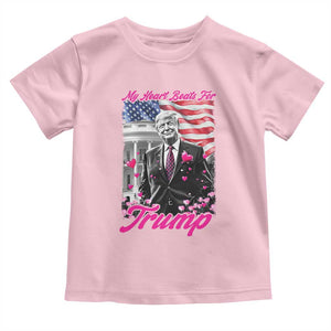 Funny Trump Lover Toddler T Shirt My Hear Beats For Trump Valentine's Day TS09 Light Pink Print Your Wear