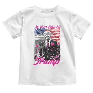 Funny Trump Lover Toddler T Shirt My Hear Beats For Trump Valentine's Day TS09 White Print Your Wear