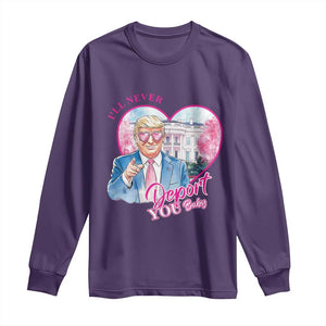 Funny Valentine's Day Trump Long Sleeve Shirt I'll Never Deport You TS09 Purple Print Your Wear