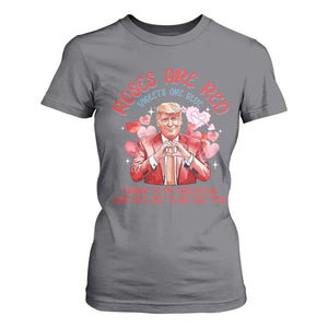 Funny Trump Lover T Shirt For Women Roses are Red Trump Is My Valentine And He's Got A Big Ego Too TS09 Charcoal Print Your Wear