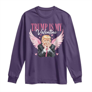 Funny Trump Is My Valentine Long Sleeve Shirt Pink Trump Cupid TS09 Purple Print Your Wear