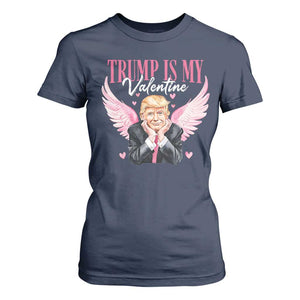 Funny Trump Is My Valentine T Shirt For Women Pink Trump Cupid TS09 Navy Print Your Wear