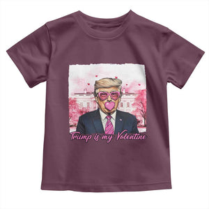 Funny Trump Is My Valentine Toddler T Shirt Pink Trump Bubble Gum TS09 Maroon Print Your Wear