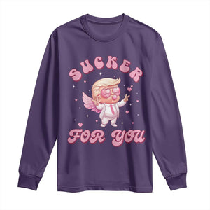 Funny Valentine's Day Cupid Trump Long Sleeve Shirt Sucker For You TS09 Purple Print Your Wear