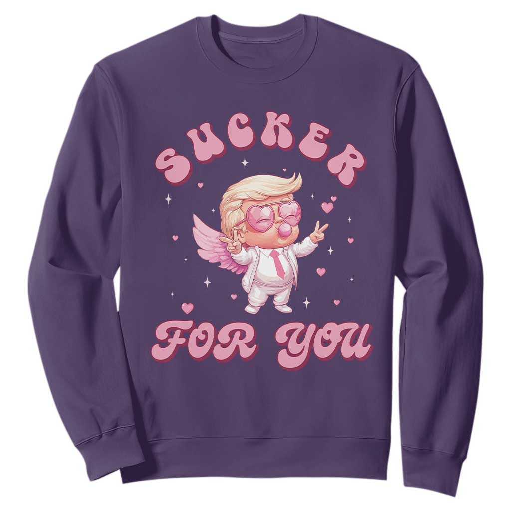 Funny Valentine's Day Cupid Trump Sweatshirt Sucker For You TS09 Purple Print Your Wear