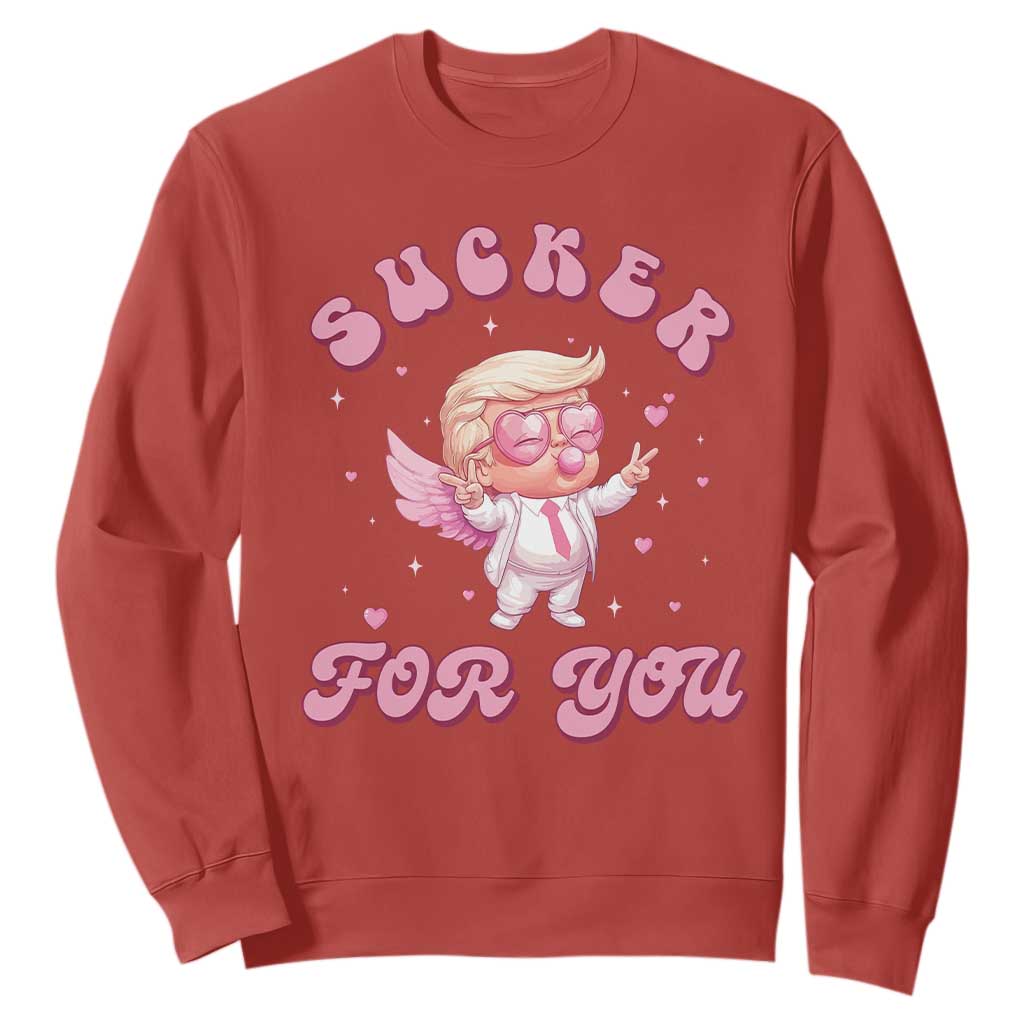 Funny Valentine's Day Cupid Trump Sweatshirt Sucker For You TS09 Red Print Your Wear