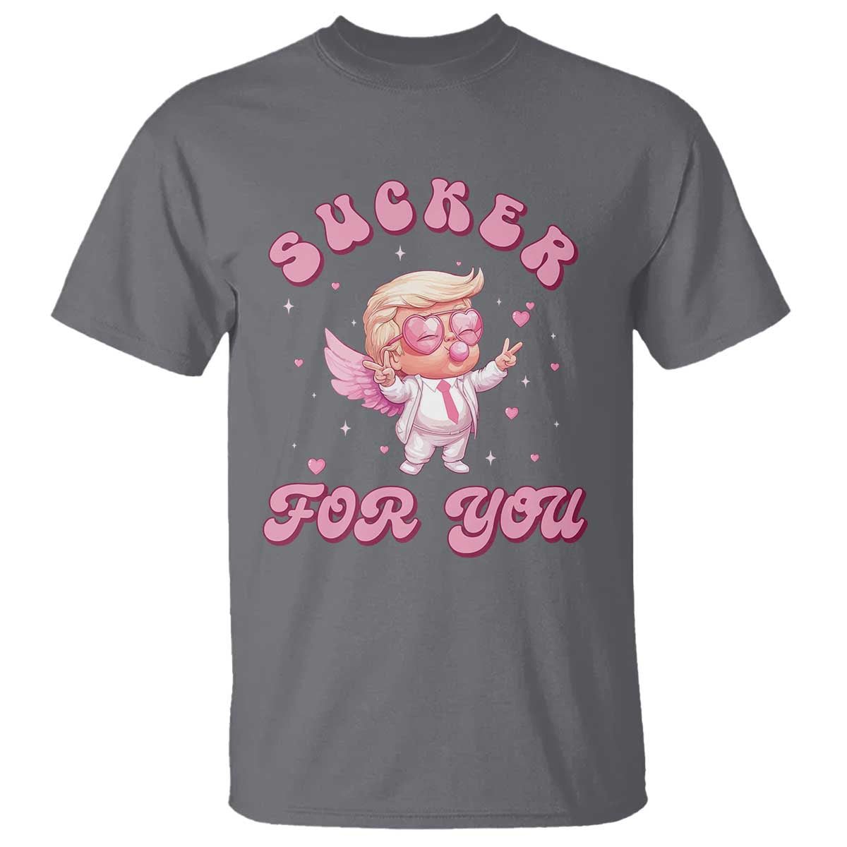 Funny Valentine's Day Cupid Trump T Shirt Sucker For You TS09 Charcoal Print Your Wear