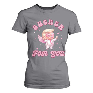 Funny Valentine's Day Cupid Trump T Shirt For Women Sucker For You TS09 Charcoal Print Your Wear