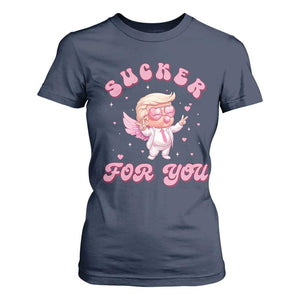 Funny Valentine's Day Cupid Trump T Shirt For Women Sucker For You TS09 Navy Print Your Wear