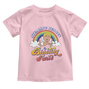 Funny Valentine's Day Cupid Trump Toddler T Shirt Stealing Hearts And Blasting Fart TS09 Light Pink Print Your Wear