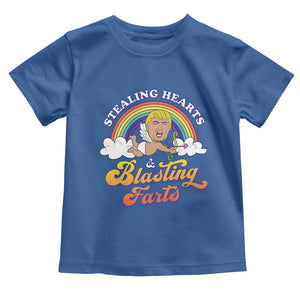 Funny Valentine's Day Cupid Trump Toddler T Shirt Stealing Hearts And Blasting Fart TS09 Royal Blue Print Your Wear