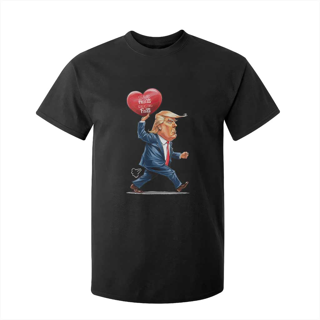 Funny Valentine's Day Trump T Shirt For Kid Stealing Hearts And Blasting Fart TS09 Black Print Your Wear