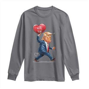 Funny Valentine's Day Trump Long Sleeve Shirt Stealing Hearts And Blasting Fart TS09 Charcoal Print Your Wear