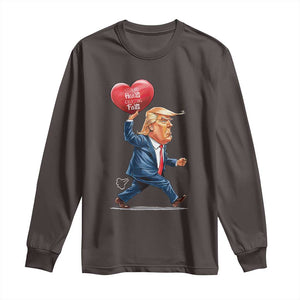 Funny Valentine's Day Trump Long Sleeve Shirt Stealing Hearts And Blasting Fart TS09 Dark Chocolate Print Your Wear