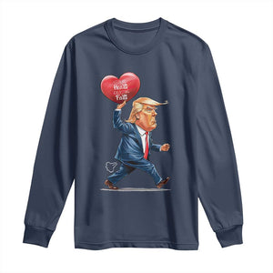 Funny Valentine's Day Trump Long Sleeve Shirt Stealing Hearts And Blasting Fart TS09 Navy Print Your Wear