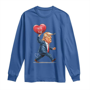 Funny Valentine's Day Trump Long Sleeve Shirt Stealing Hearts And Blasting Fart TS09 Royal Blue Print Your Wear