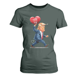 Funny Valentine's Day Trump T Shirt For Women Stealing Hearts And Blasting Fart TS09 Dark Forest Green Print Your Wear