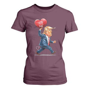 Funny Valentine's Day Trump T Shirt For Women Stealing Hearts And Blasting Fart TS09 Maroon Print Your Wear