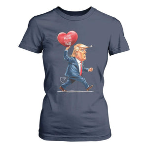 Funny Valentine's Day Trump T Shirt For Women Stealing Hearts And Blasting Fart TS09 Navy Print Your Wear