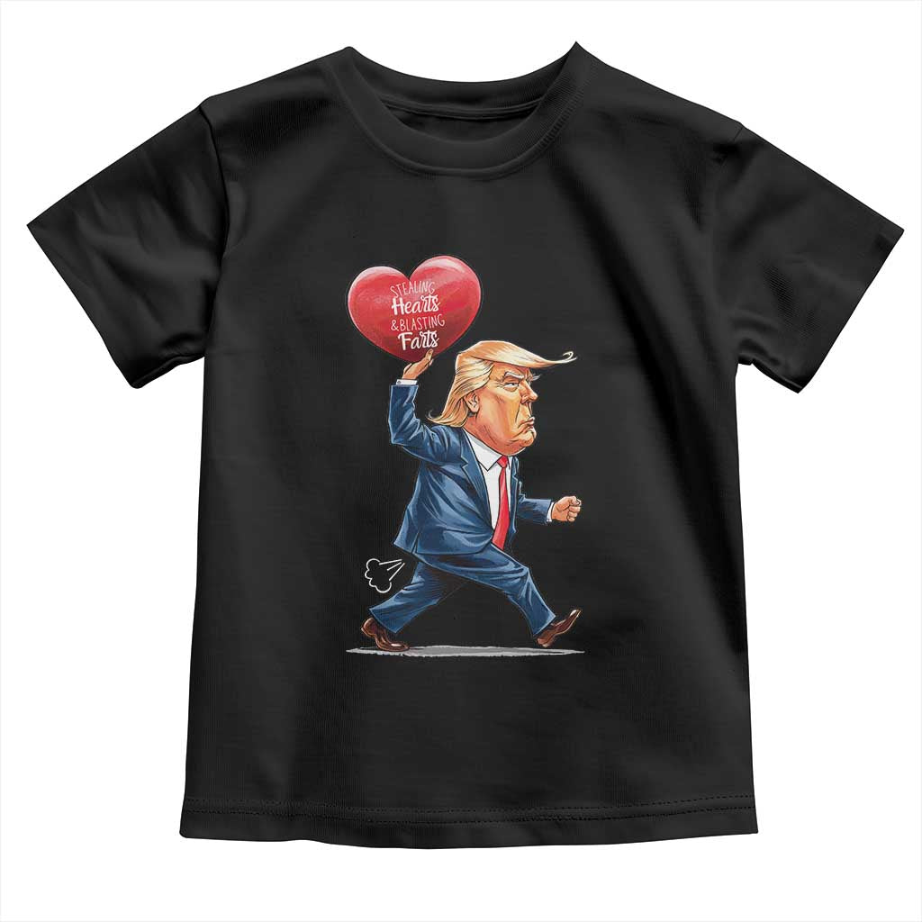 Funny Valentine's Day Trump Toddler T Shirt Stealing Hearts And Blasting Fart TS09 Black Print Your Wear