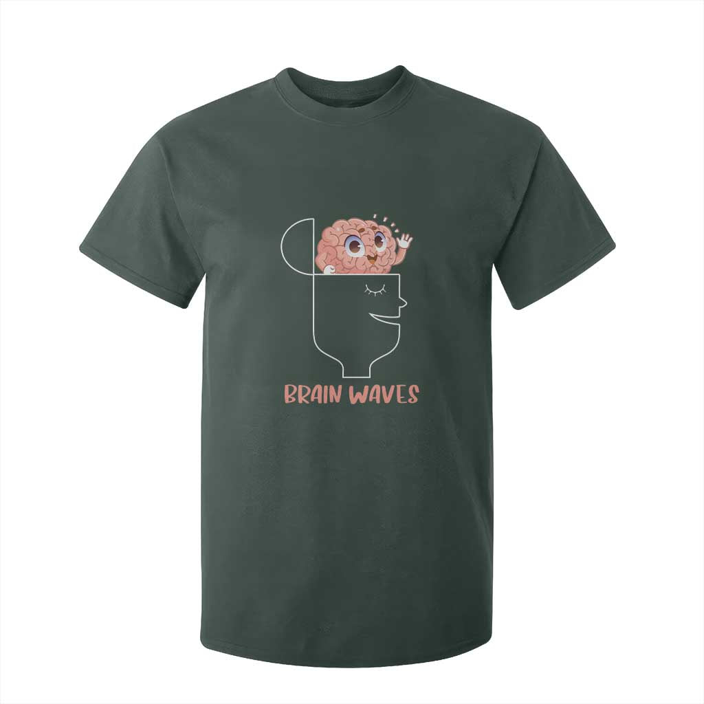 Funny Neuroscience Brain Waves T Shirt For Kid TS09 Dark Forest Green Print Your Wear