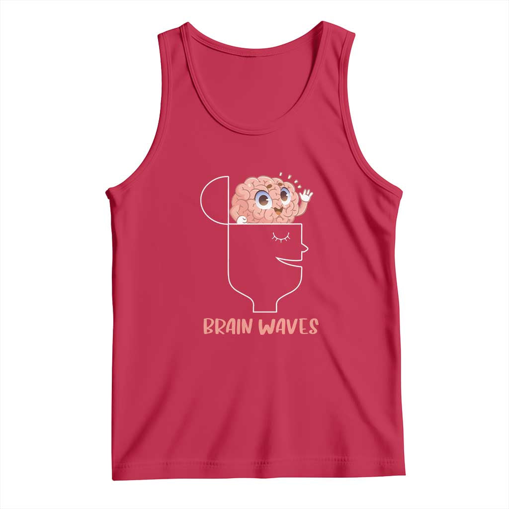 Funny Neuroscience Brain Waves Tank Top TS09 Red Print Your Wear